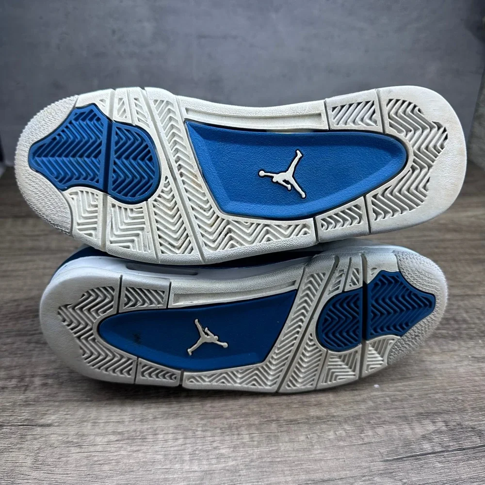 Nike~Boy's~Air Jordan 4 Retro GS Military Blue Basketball Sneakers~Size 4.5Y